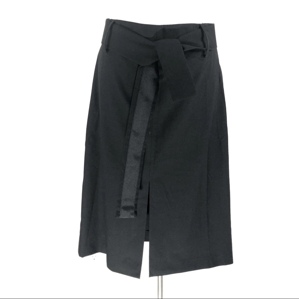Italy CLASS  Skirt Front Slit Black slight A-line waist 30" sash belt classic pc